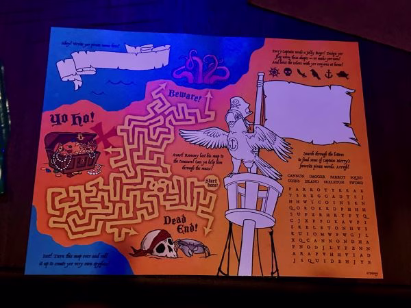 Pirate activity sheet at Beak and Barrel