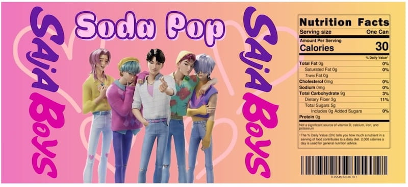 Saja Boys Soda Pop labels