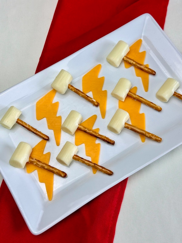 Thor's hammers made with pretzels and string cheese