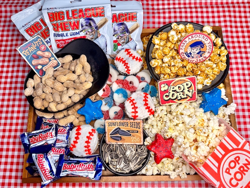 Ballpark Concessions Snack Board for Sandlot themed dinner