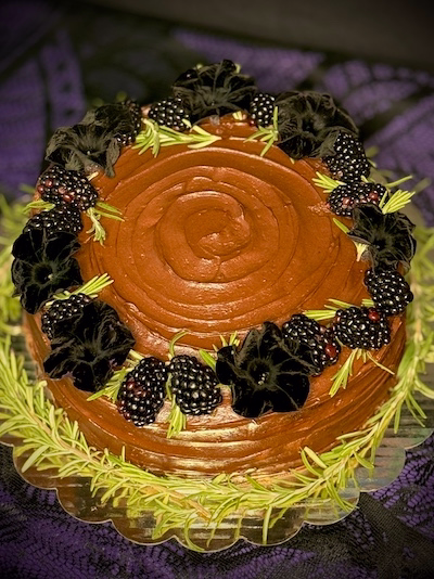 Chocolate cake for Practical Magic themed dinner